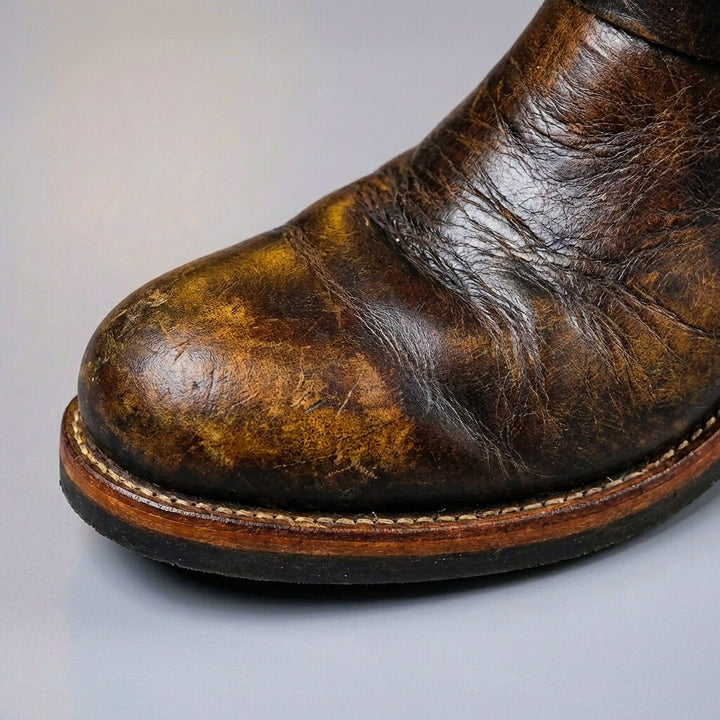 Men's Genuine Leather Engineer Boots - Buckle Mid-Calf Boots for Fall Winter 6