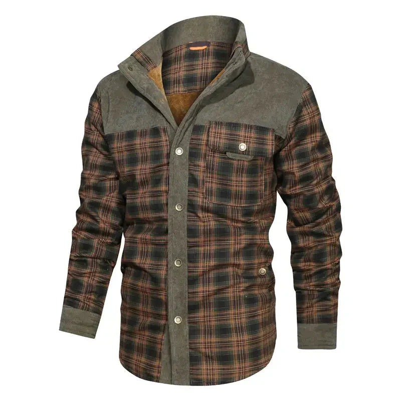 Fleece-Lined Plaid Shirt Jacket For Men - Glenn