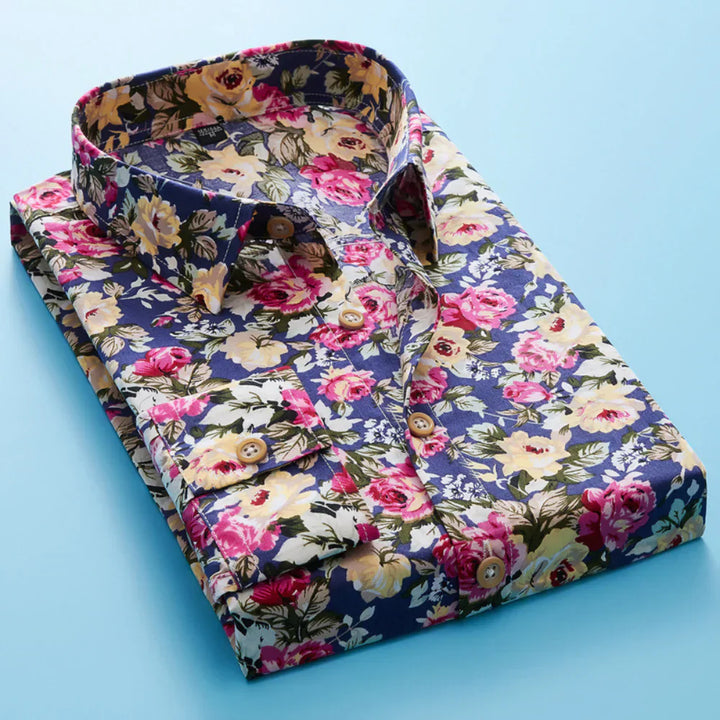 Herreskjorte med blomsterprint og korte ærmer – Florado