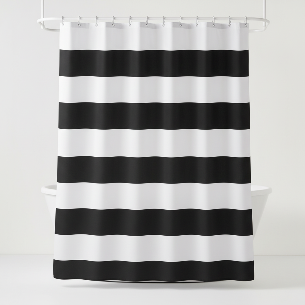 Gestreifter Textil Duschvorhang - WavePanel