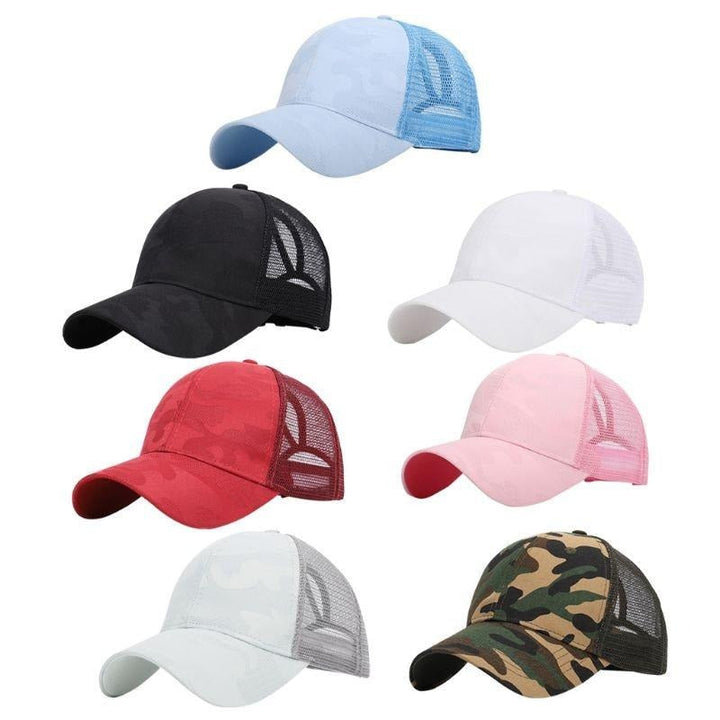 Trendy baseballkasket til kvinder med hul til hestehale og lukning med velcro – Leona