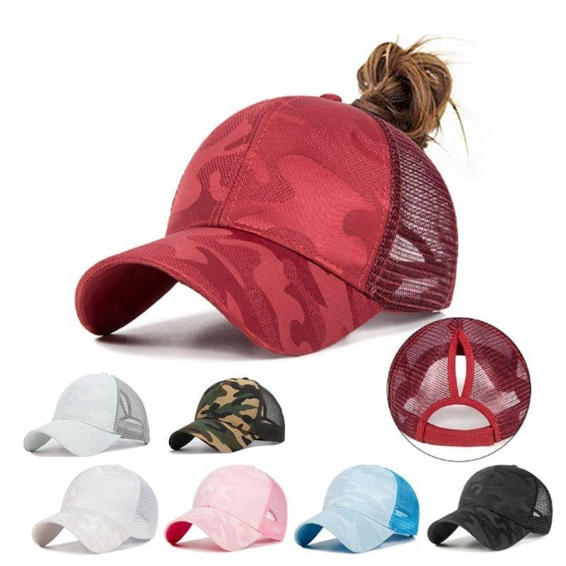 Trendy baseballkasket til kvinder med hul til hestehale og lukning med velcro – Leona