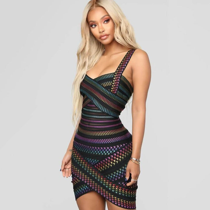 Trendy stribet bodycon-minikjole til kvinder – Liana