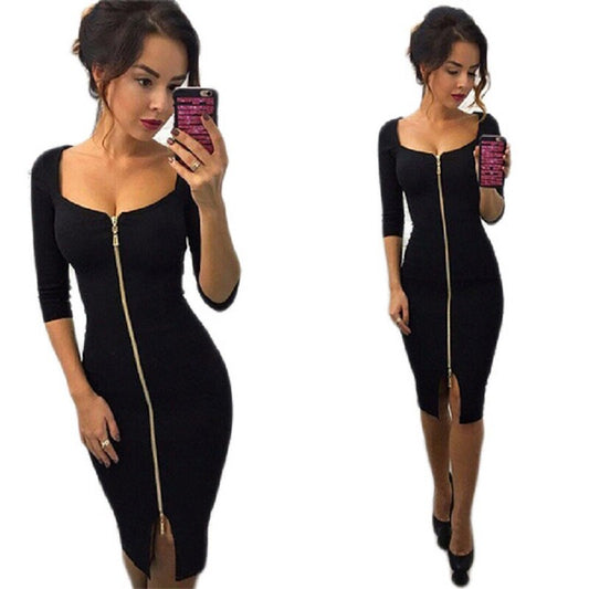 Efterårs Bodycon kjole med lynlås – Clara