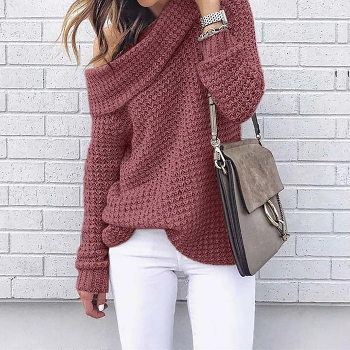 Dame Off-Shoulder Striktrøje – Selina