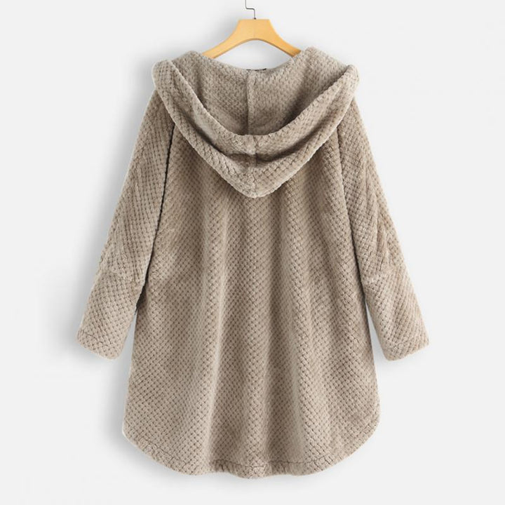 Trendy figursyet fleecejakke med hætte - FleeceLux