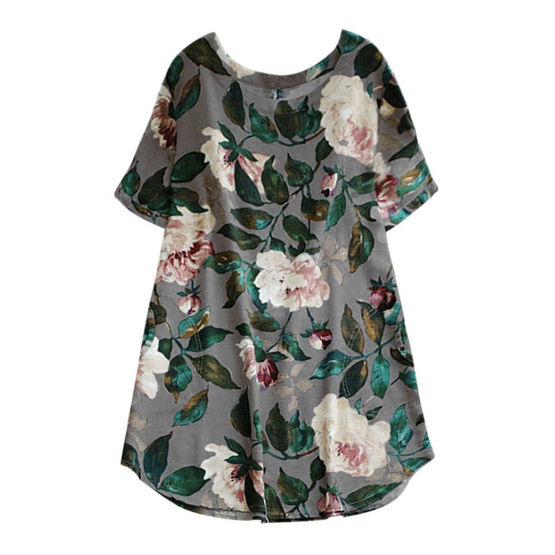 Blomstret sommerfritidskjole med korte ærmer til damer – Malina