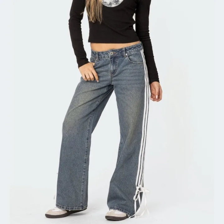 Brede jeans med striber og snørebånd - Mila