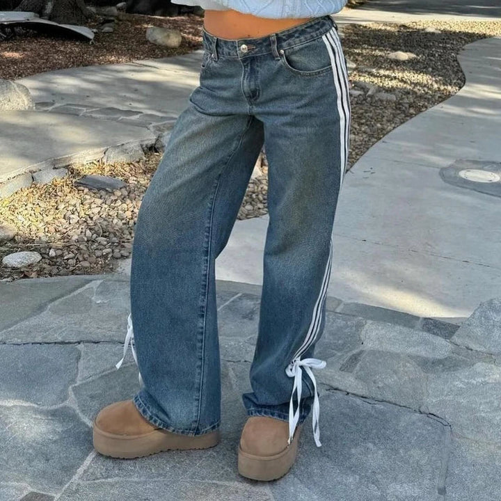 Brede jeans med striber og snørebånd - Mila