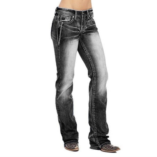 Dame bootcut jeans med flag-detaljer – Madison