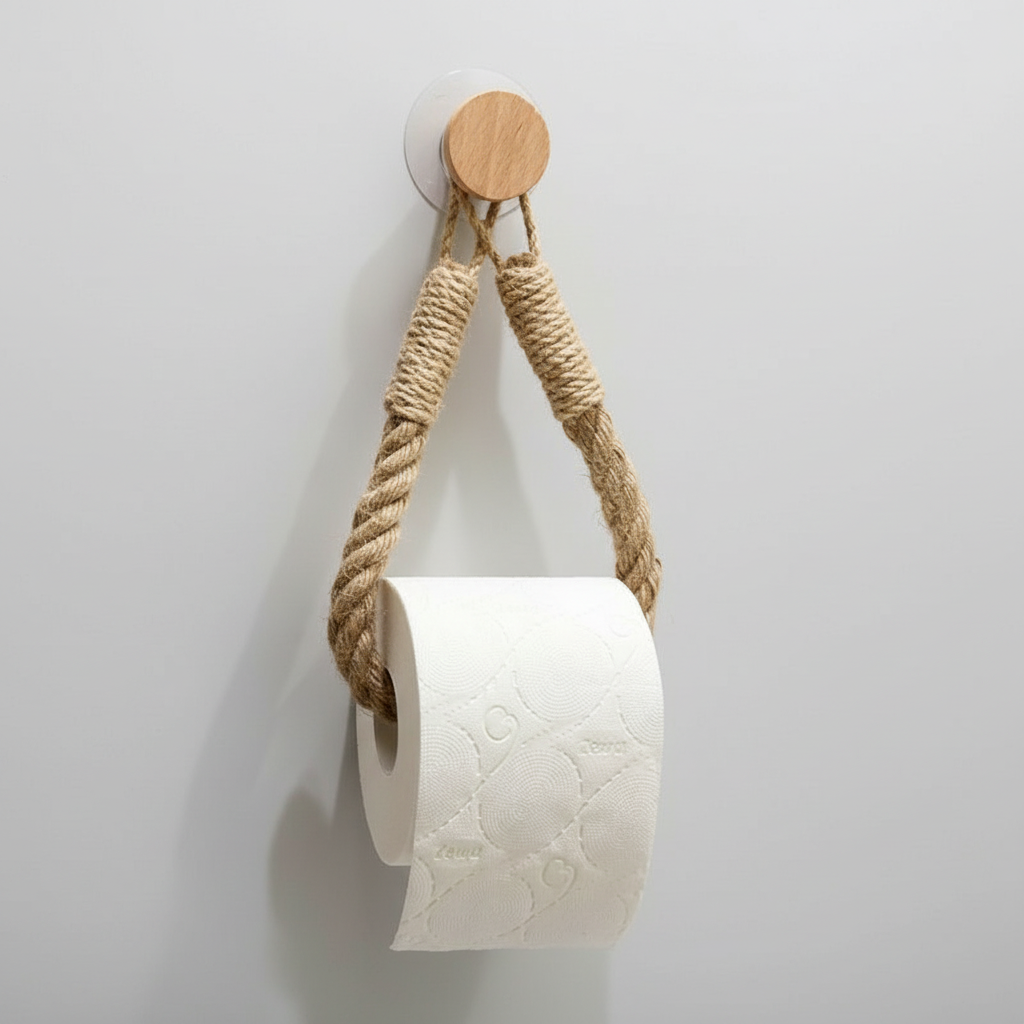 Hängender Papierhalter Aus Hanfseil - HempLoop
