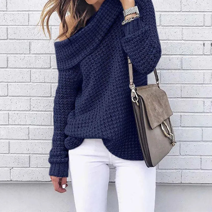 Dame Off-Shoulder Striktrøje – Selina