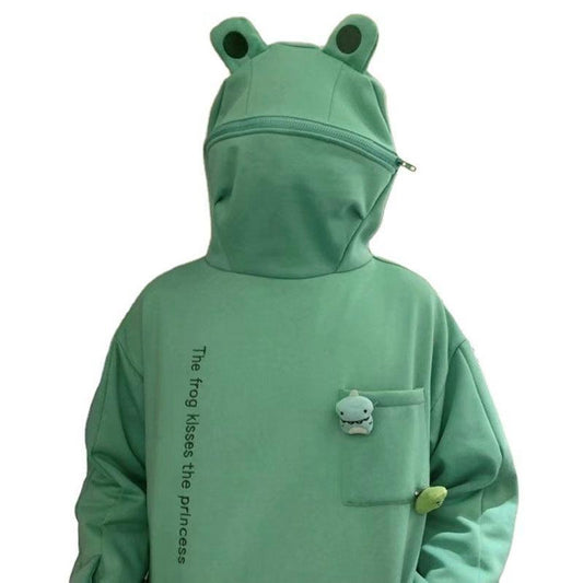 Unisex-hoodie med frø-design – Efterårsagtig Froggy-magi