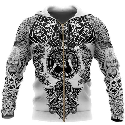 Efterårsinspireret Viking-hoodie med runer og kriger-motiver – Eirik