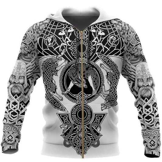 Efterårsinspireret Viking-hoodie med runer og kriger-motiver – Eirik