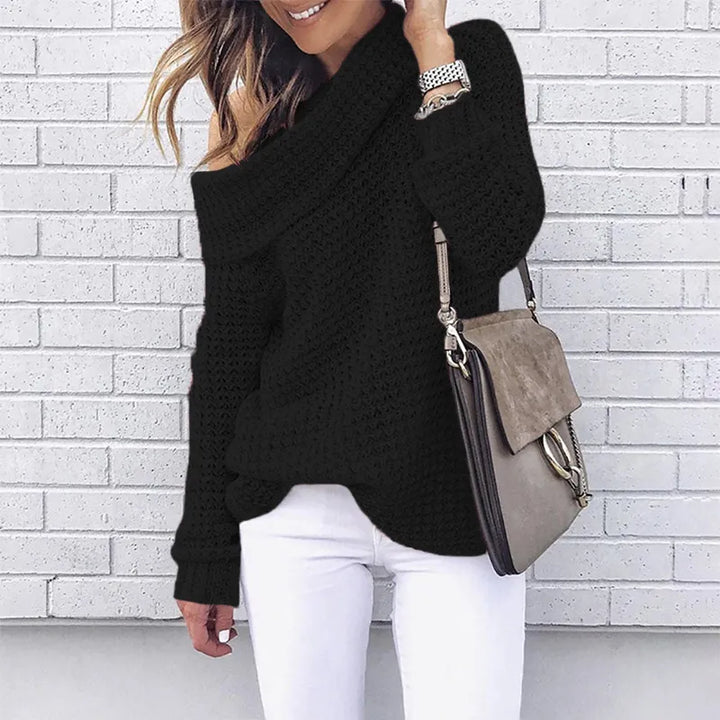 Dame Off-Shoulder Striktrøje – Selina