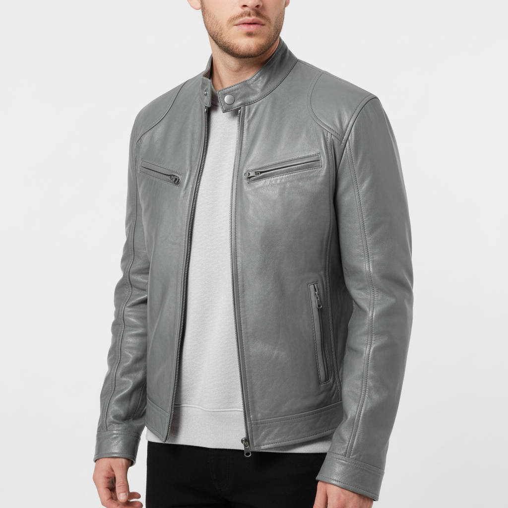 Herren Lederjacke Schlanker Schnitt - Spencer