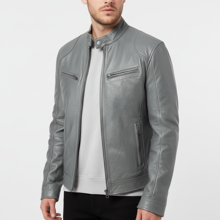 Herren Lederjacke Schlanker Schnitt - Spencer
