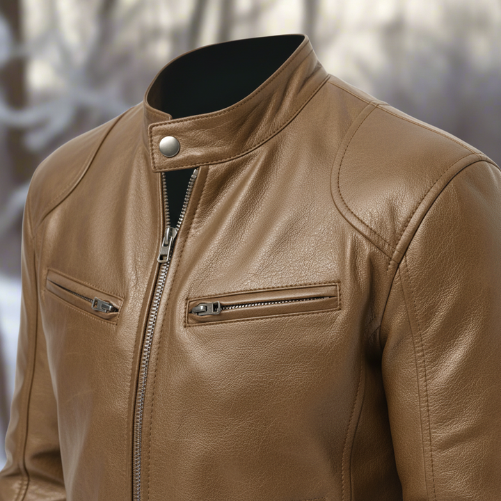Herren Lederjacke Schlanker Schnitt - Spencer