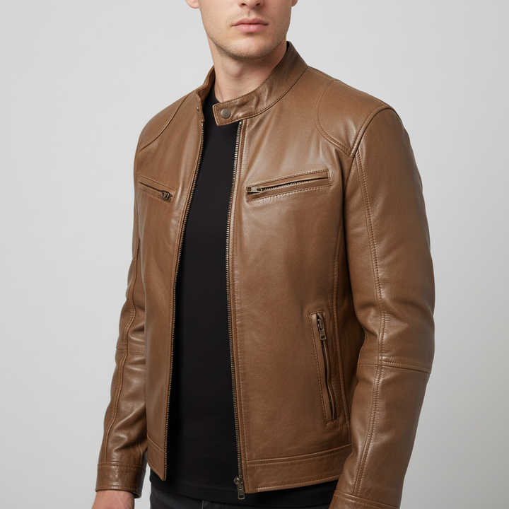 Herren Lederjacke Schlanker Schnitt - Spencer