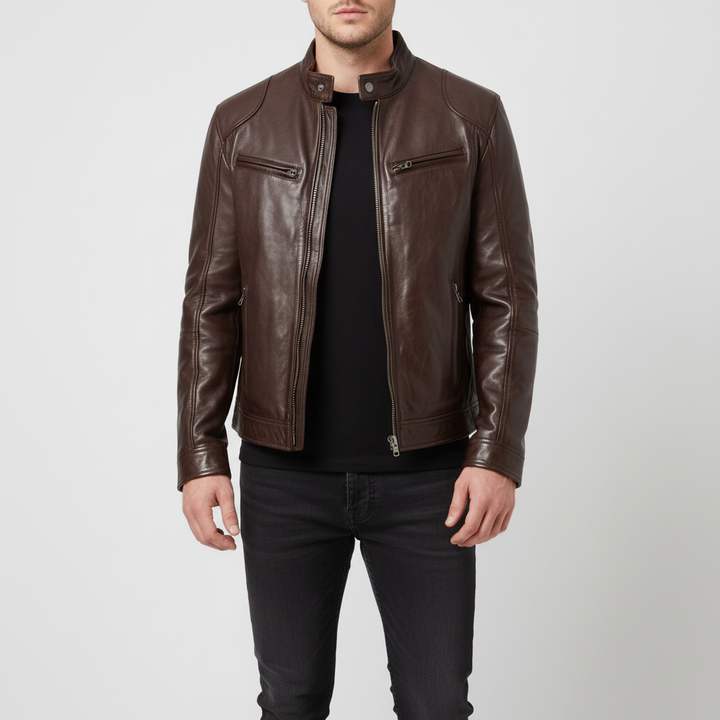 Herren Lederjacke Schlanker Schnitt - Spencer