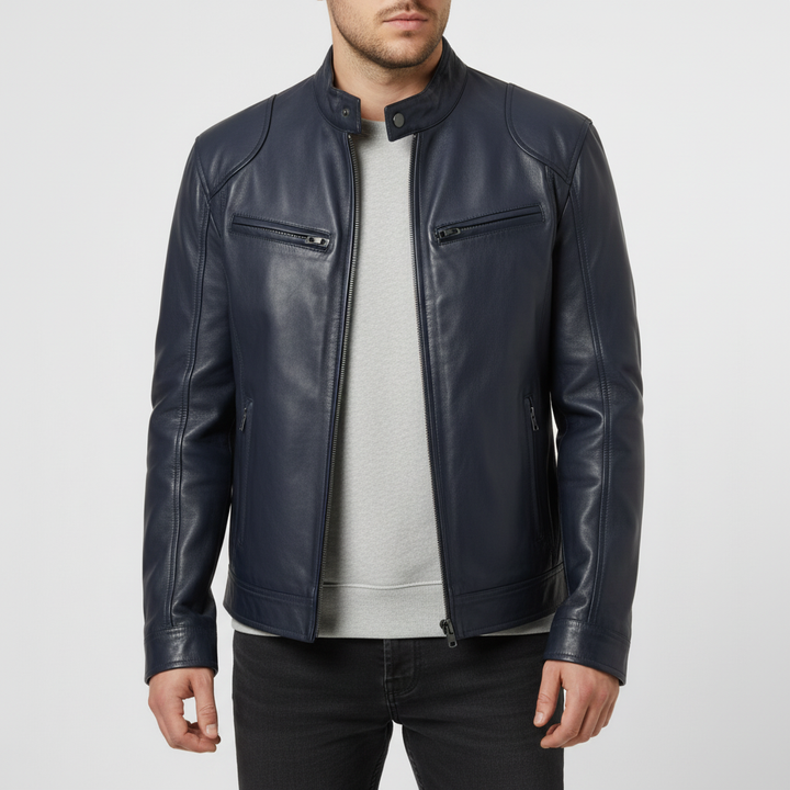 Herren Lederjacke Schlanker Schnitt - Spencer