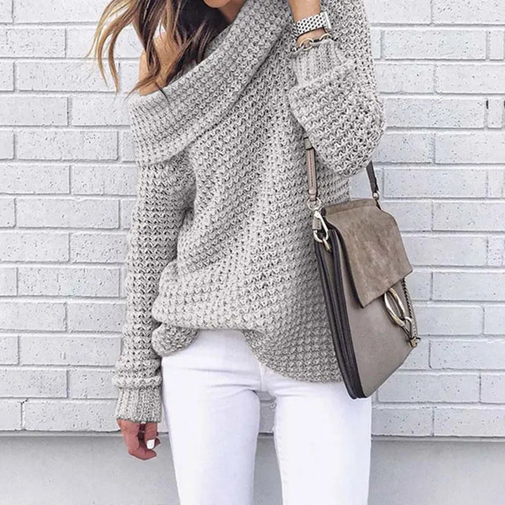 Dame Off-Shoulder Striktrøje – Selina