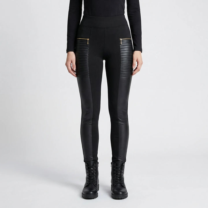 High-Waist Skinny Patchwork Trousers - Constance
