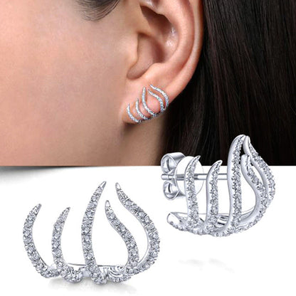 Silberne Krallen-Ohrringe mit Kristallen, modernes Design, vielseitiger Schmuck.