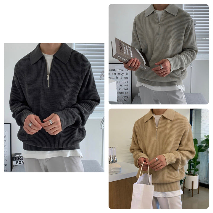 Herrer sweatshirt med lynlås-krave - Jonas