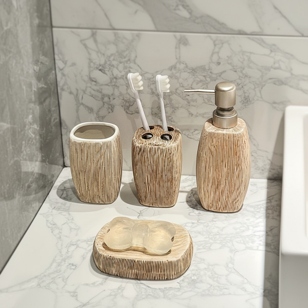 Keramik Badezimmer Set - Bathwoodly