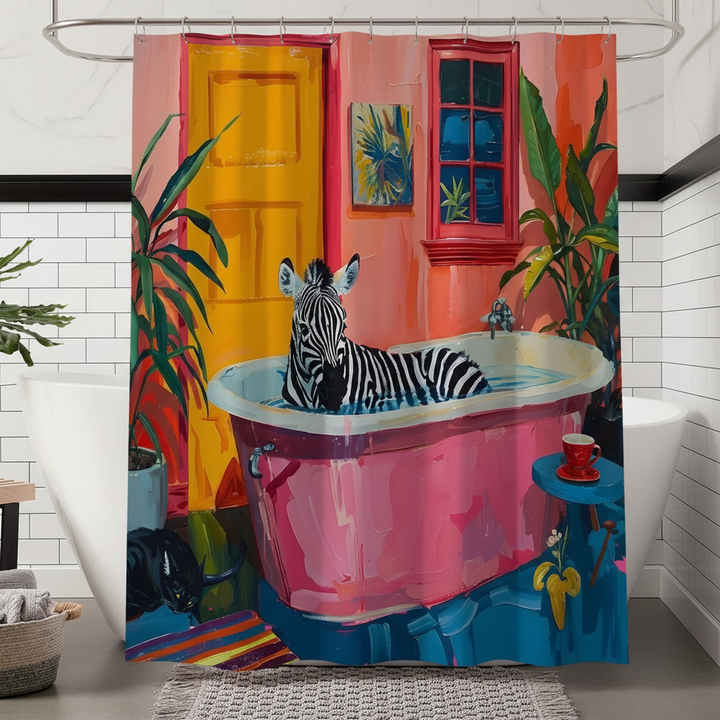 Kunstvolles Polyester Duschvorhang - ZebraLuxe