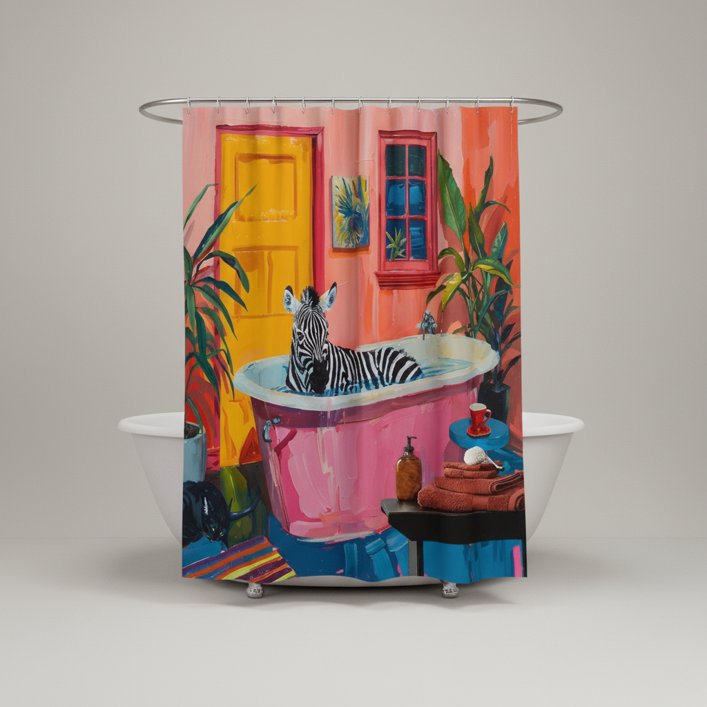 Kunstvolles Polyester Duschvorhang - ZebraLuxe