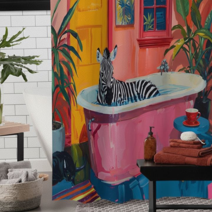 Kunstvolles Polyester Duschvorhang - ZebraLuxe