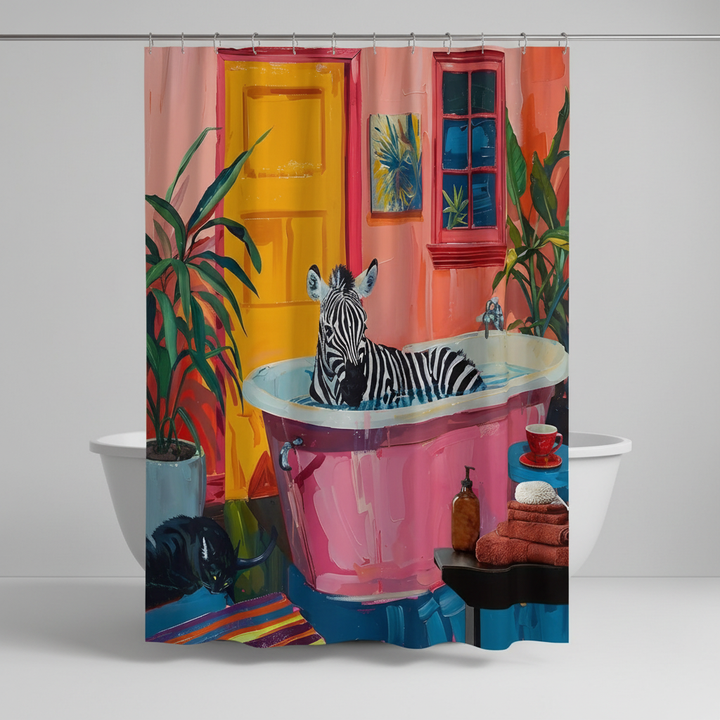 Kunstvolles Polyester Duschvorhang - ZebraLuxe