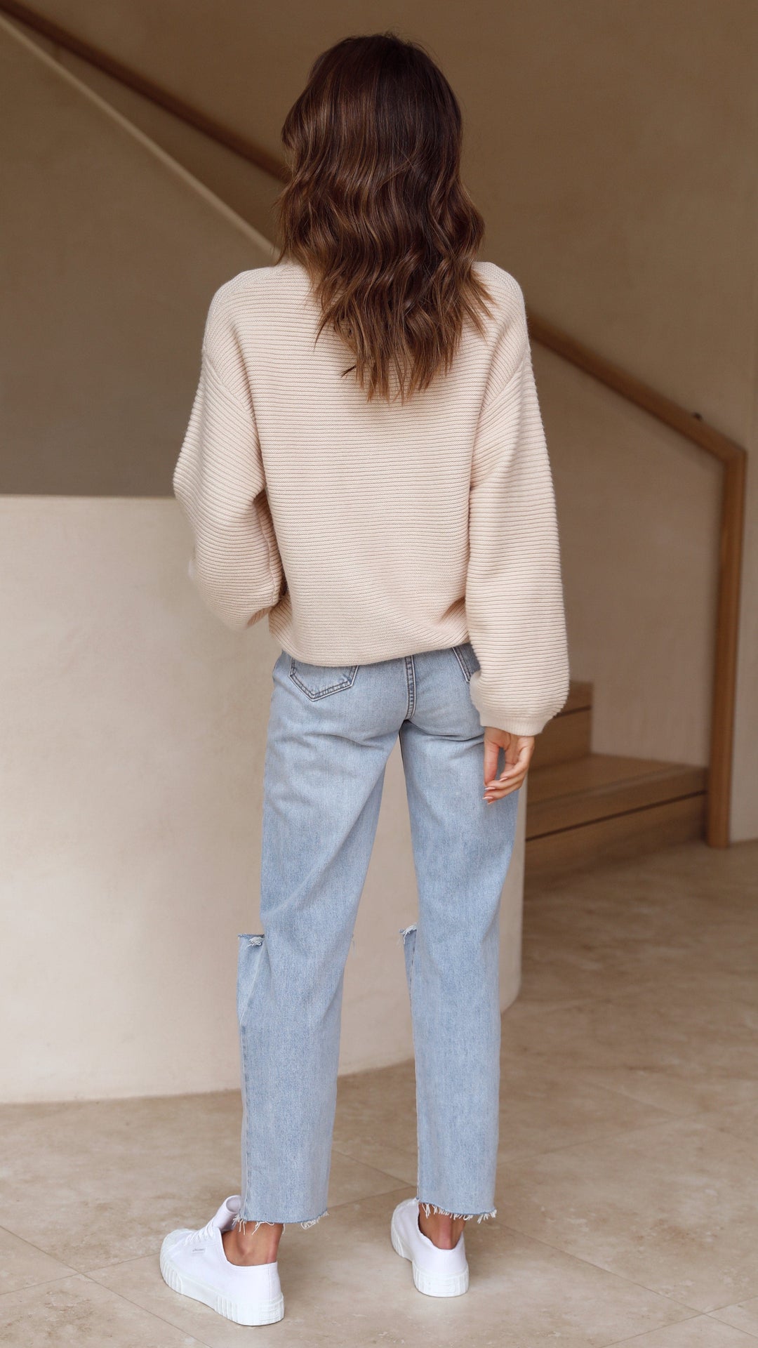 Beige strikket damestrøje - Isabella