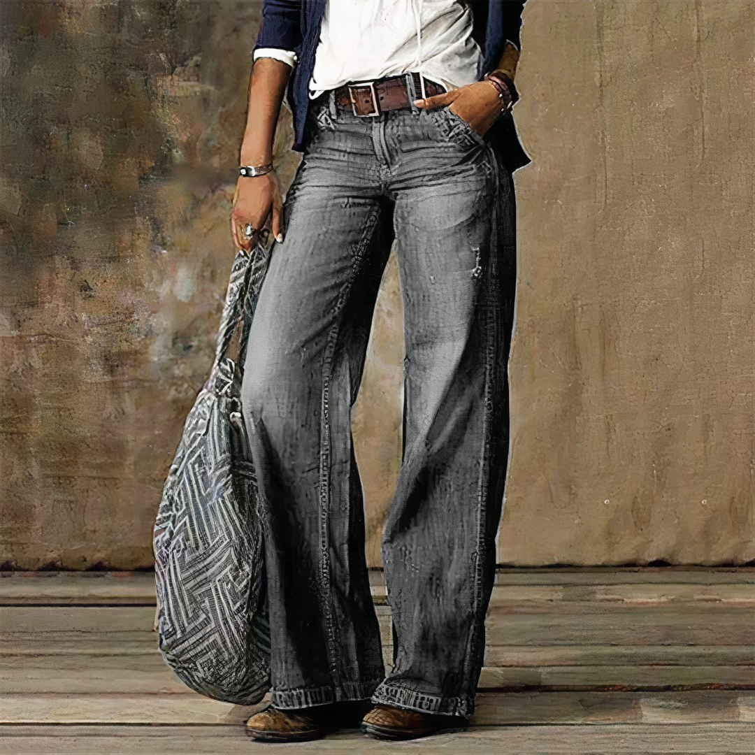 Retro denimjeans med høj talje til damer - Emma