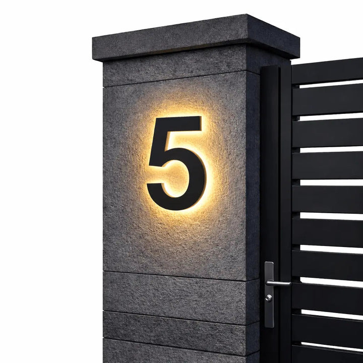 Backlit LED House Number Sign - Modern Illuminated Entrance Plaque 7
