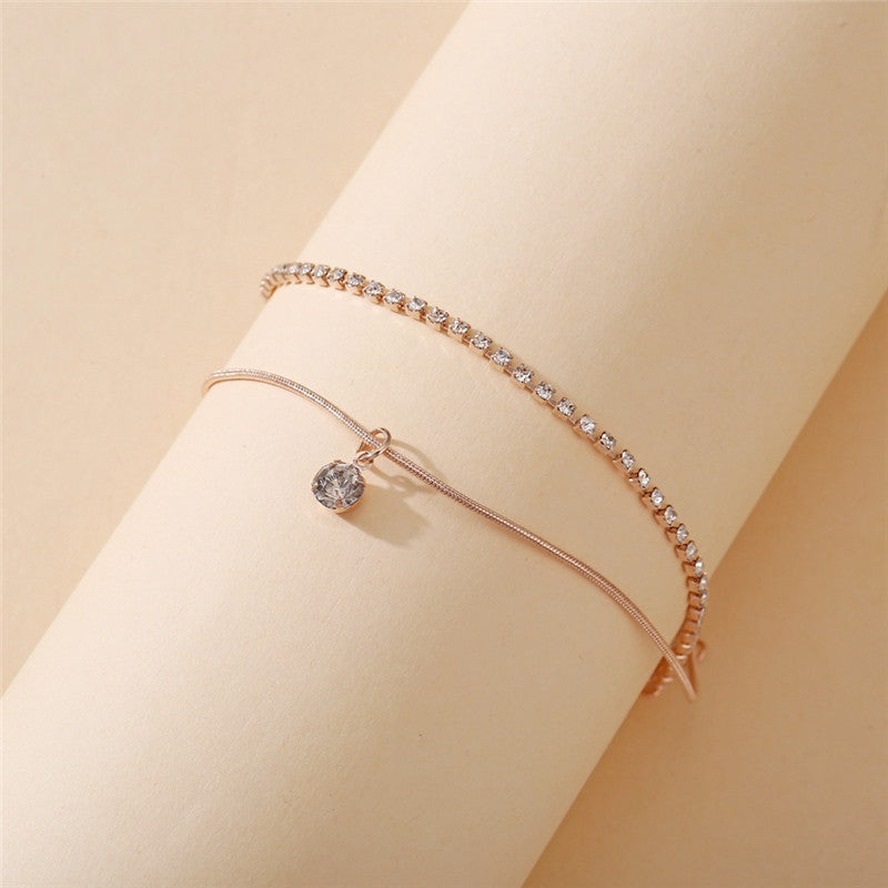 Boho Fußkettchen mit Zirkonia, goldfarben, Damen Schmuck, modisch, elegant, Sommer Accessoire.