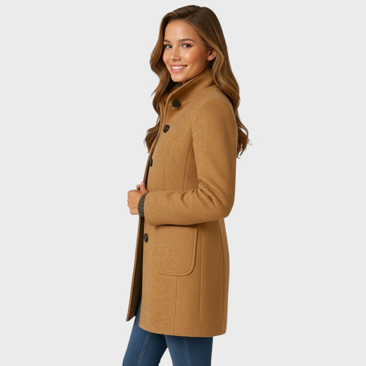 Women's Fitted Coat with Button Closure - Elegant Style 9