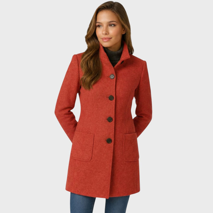 Women's Fitted Coat with Button Closure - Elegant Style 4
