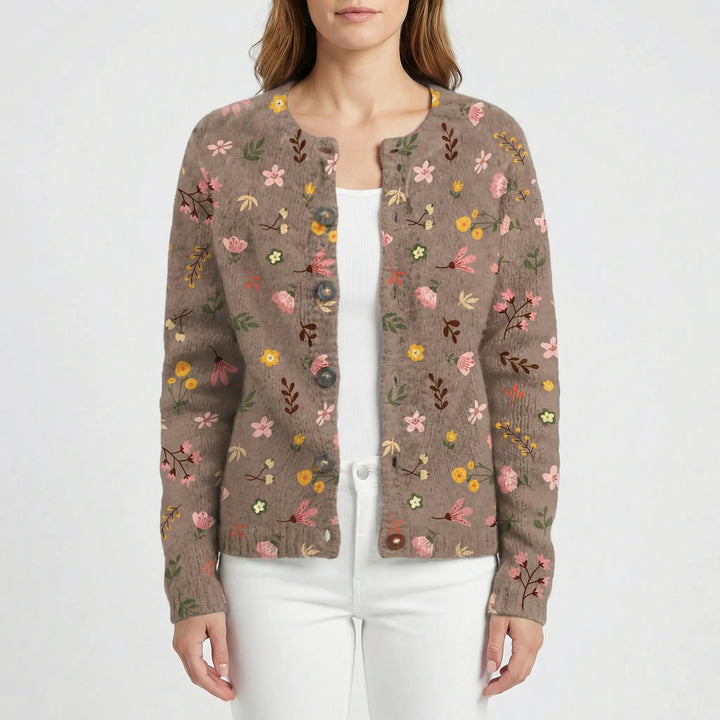 Locker Sitzende Floral Strickjacke - Dana