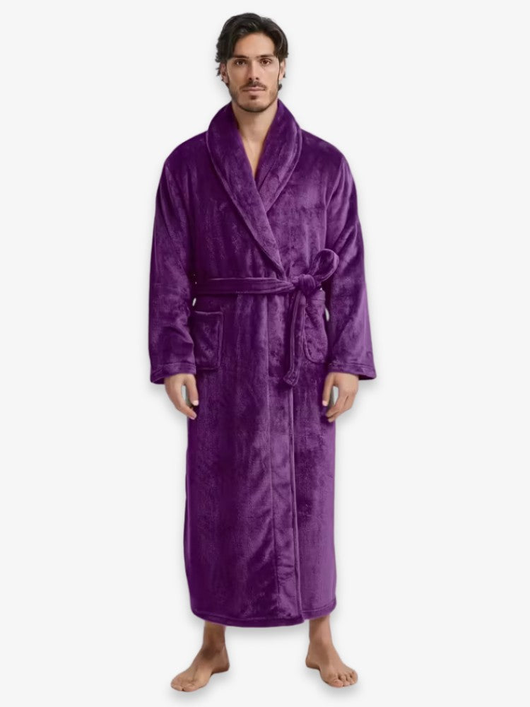 Long Men's Dressing Gown With Tie Belt - Marlon