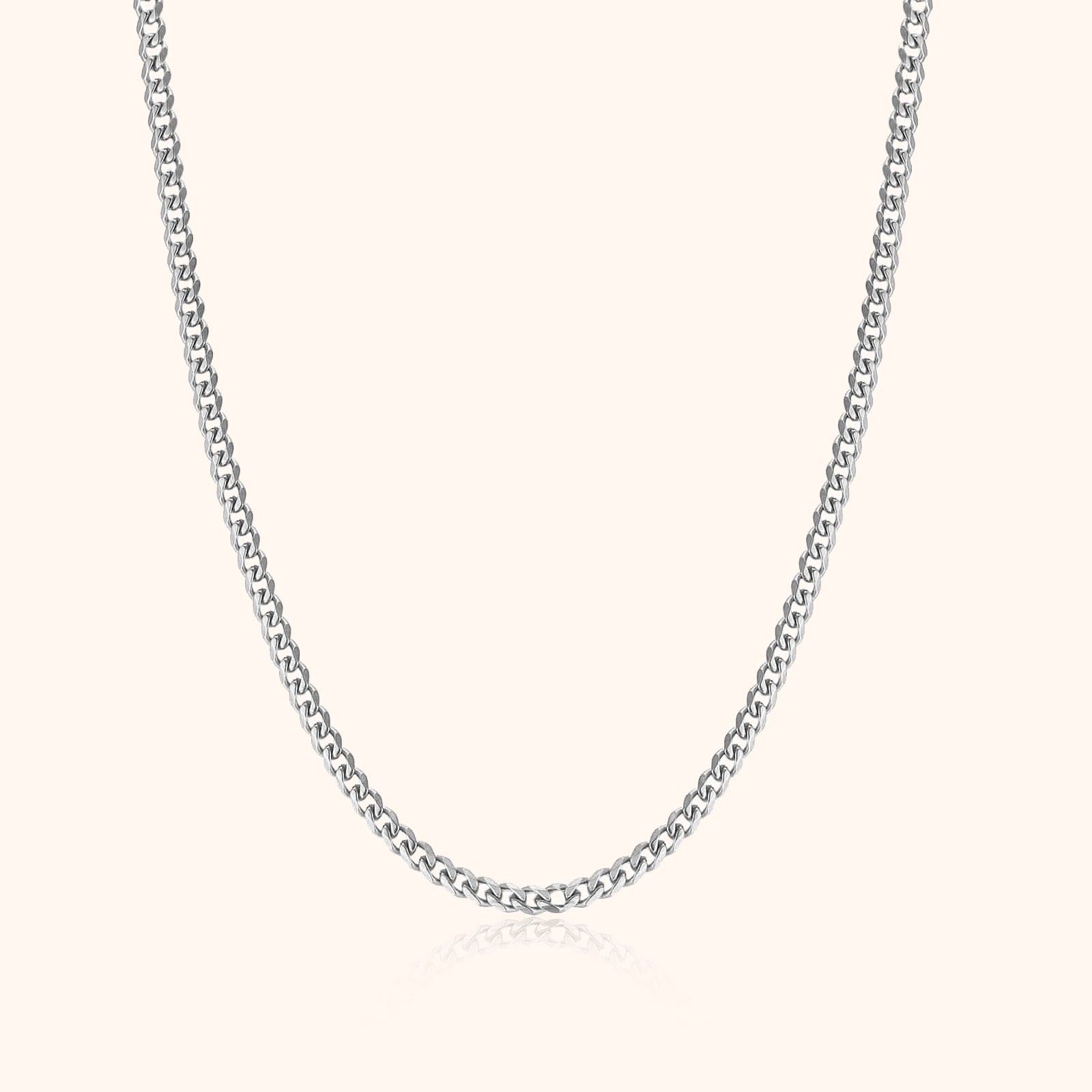 Silberne Halskette aus Edelstahl, elegante Kette für Damen und Herren, modisches Schmuckstück.