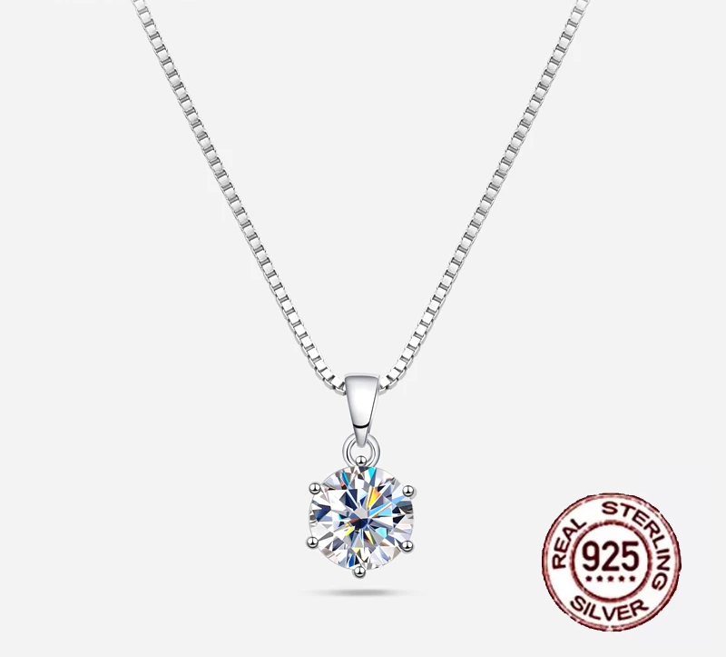 Silberkette mit rundem Zirkonia-Anhänger, 925 Sterling Silber, eleganter Schmuck.