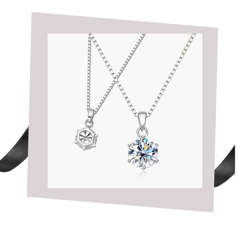 Silberne Halskette mit sechseckigem Anhänger und Kristall, eleganter Schmuck für Damen.