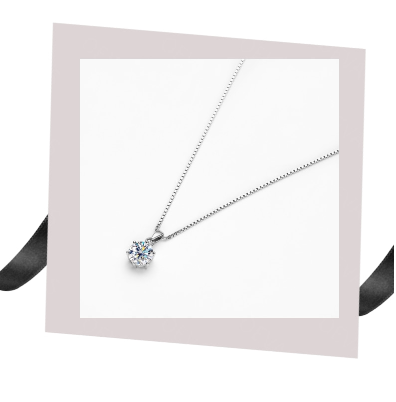 Silberne Halskette mit Diamantanhänger, eleganter Schmuck, Geschenkidee für Frauen.