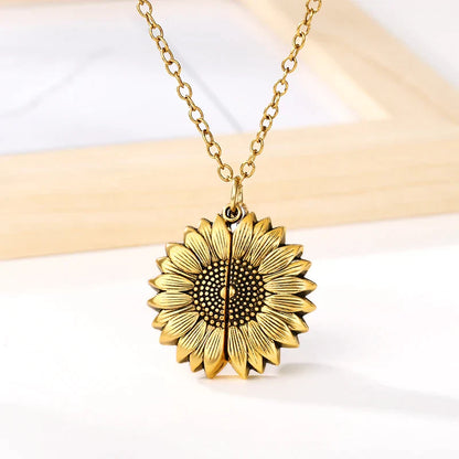 Goldene Sonnenblumen-Halskette, Damen-Schmuck, modisches Accessoire, Geschenkidee.