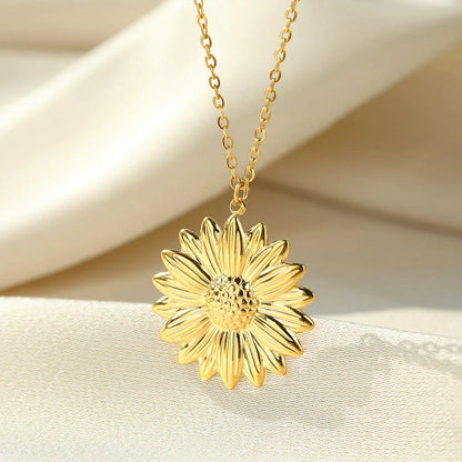 Goldene Sonnenblumen-Halskette, Damen-Schmuck, elegantes Design, modisches Accessoire.