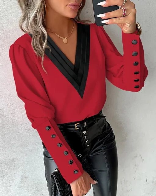Damebluse med V-udskæring – Isolde